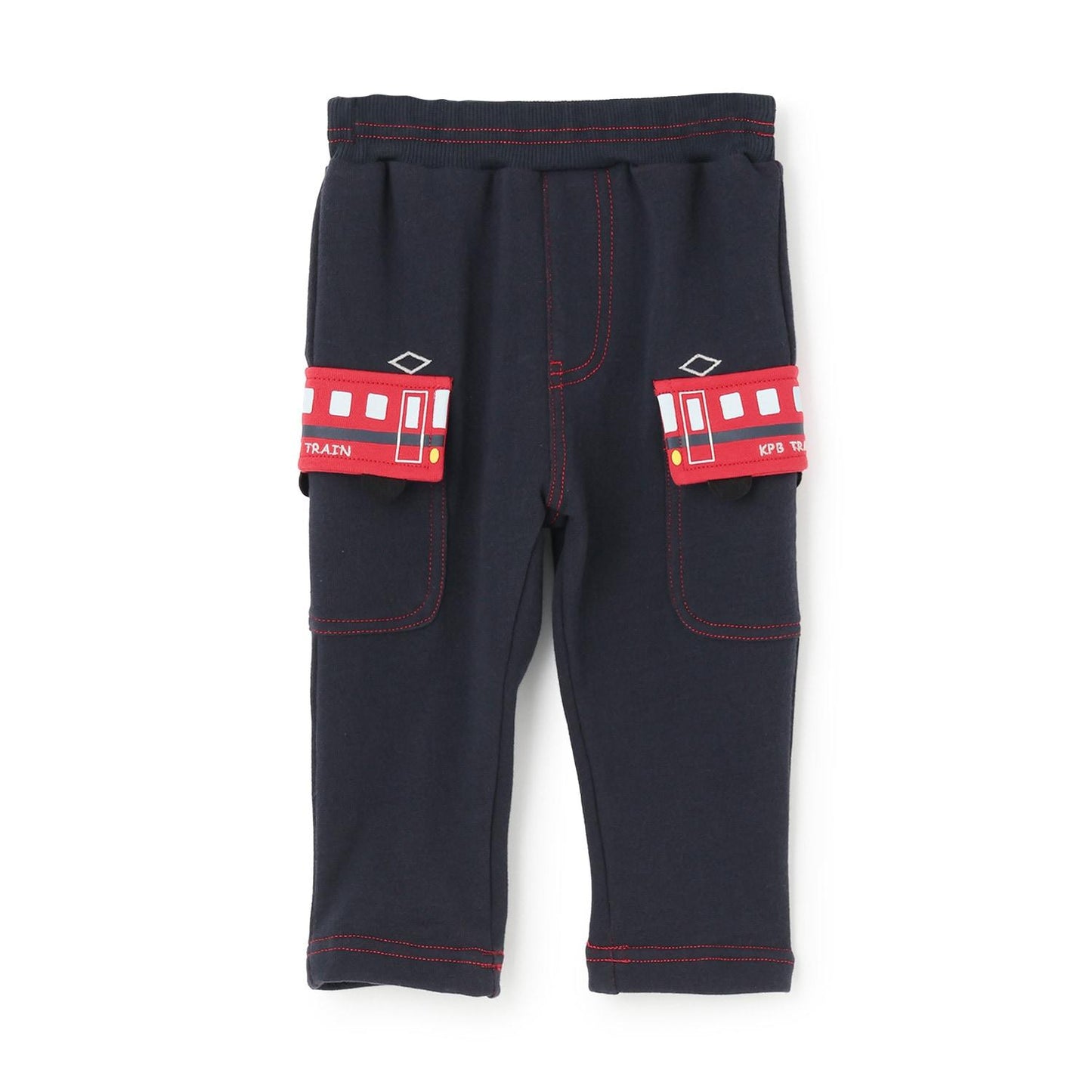 電車圖案加絨工裝褲