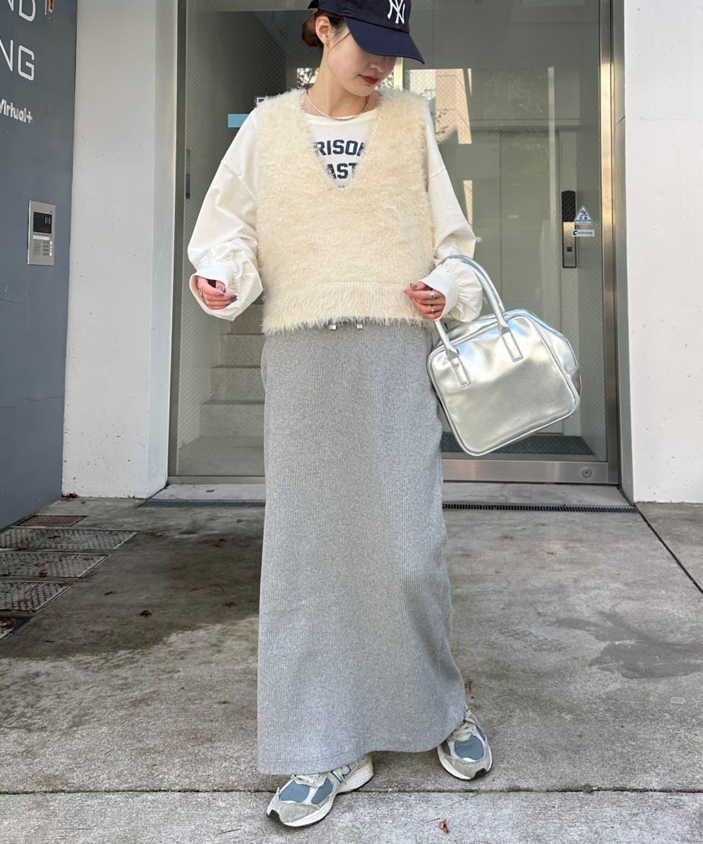 混合羽毛紗線短款背心