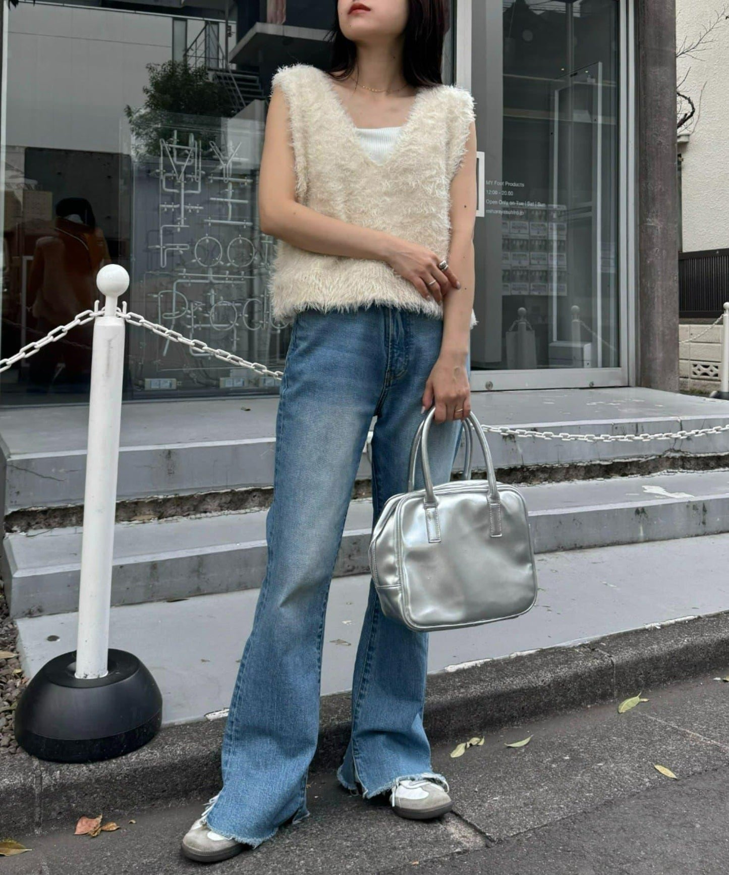 混合羽毛紗線短款背心