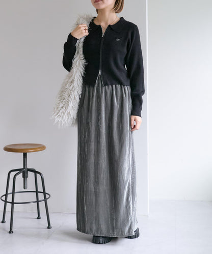 【w closet】天鵝絨直筒裙