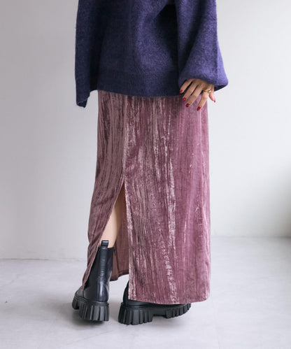 【w closet】天鵝絨直筒裙