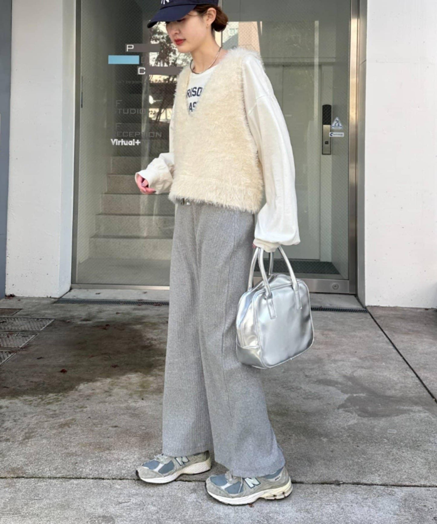 混合羽毛紗線短款背心