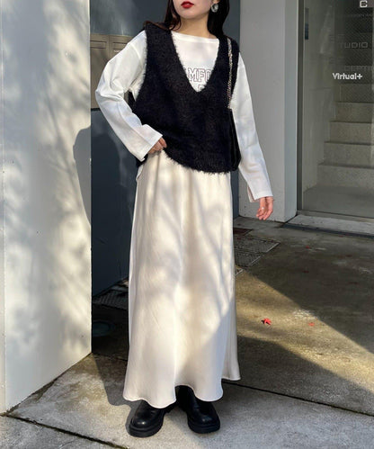 混合羽毛紗線短款背心