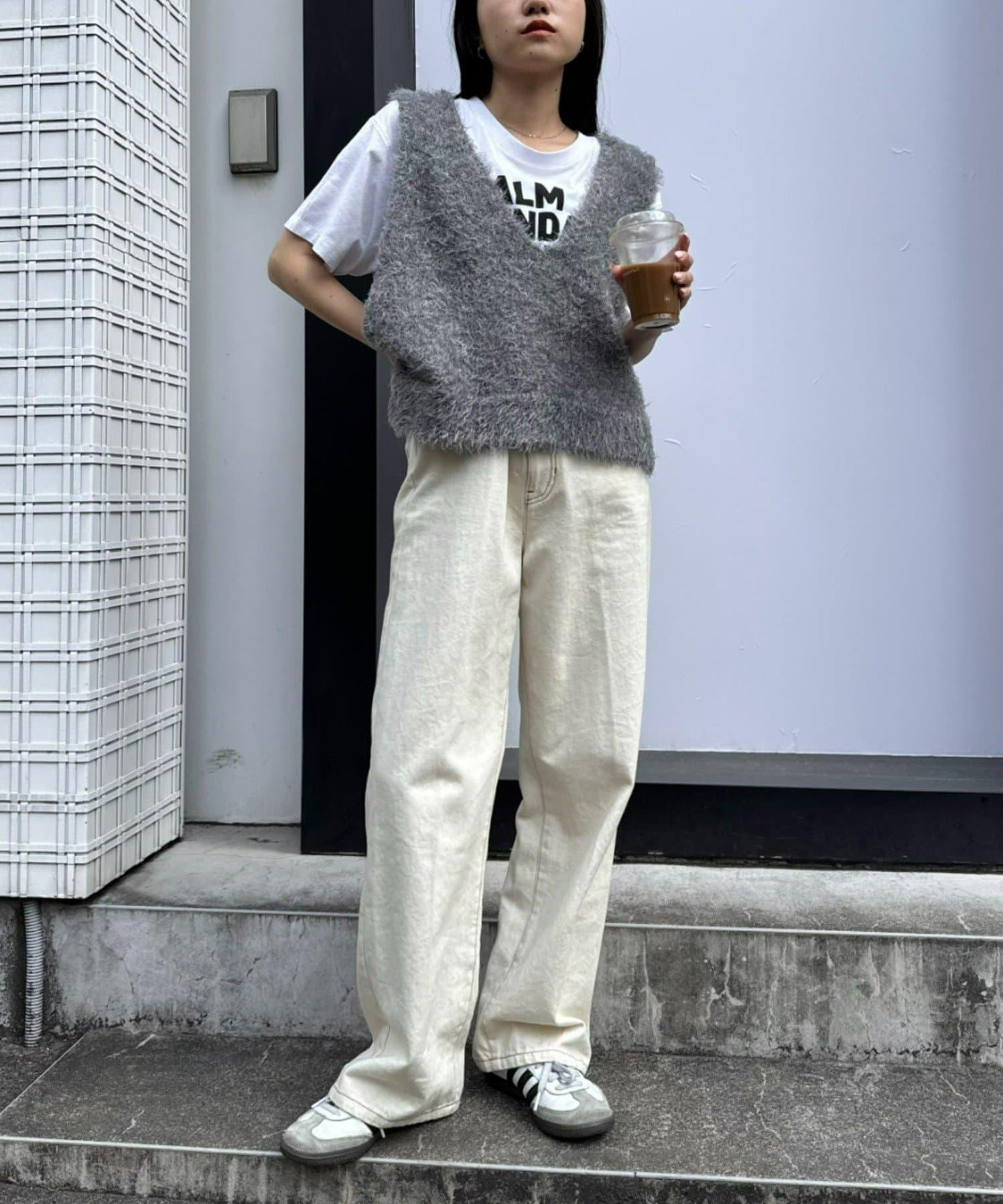 混合羽毛紗線短款背心