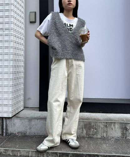 混合羽毛紗線短款背心