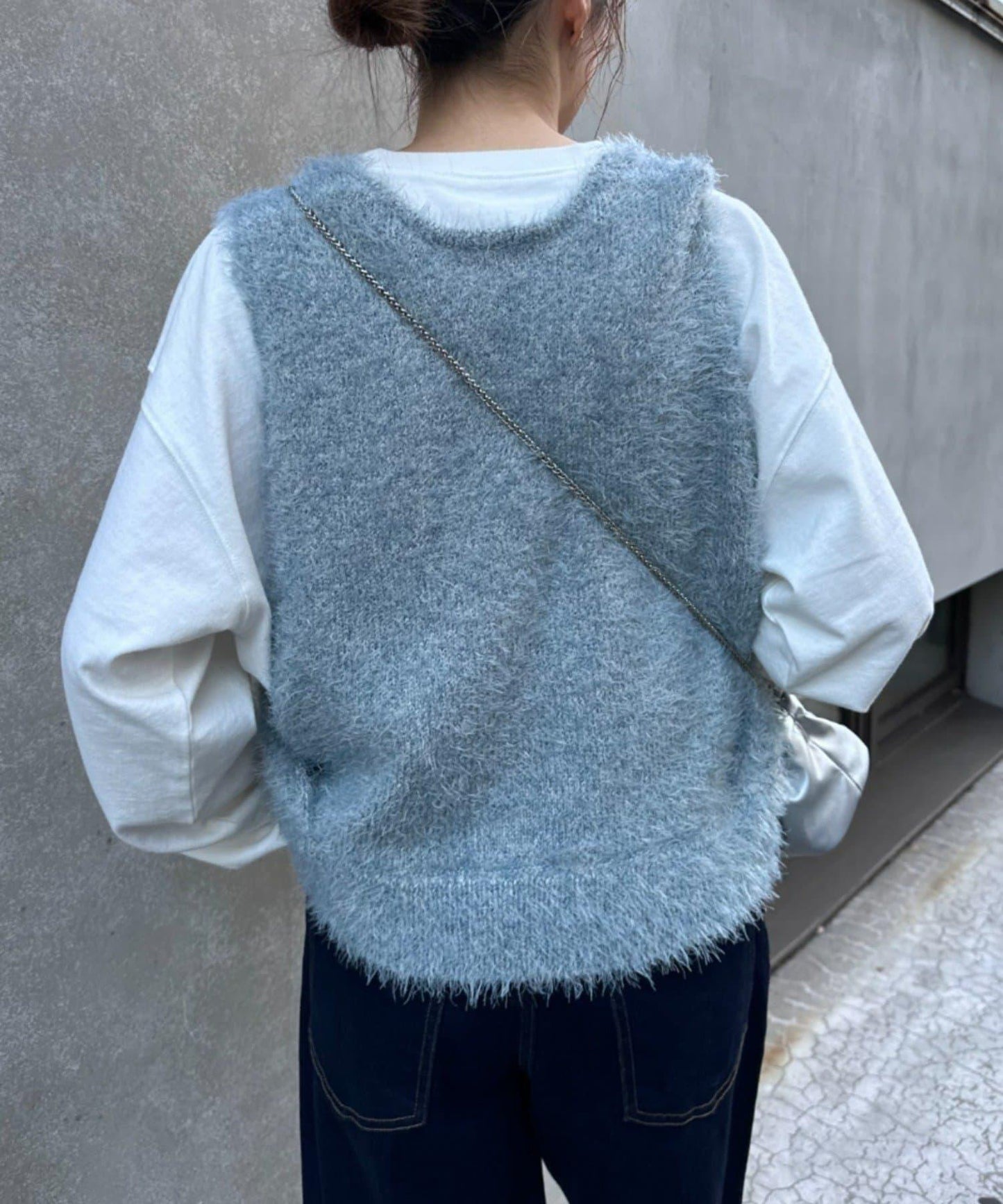 混合羽毛紗線短款背心