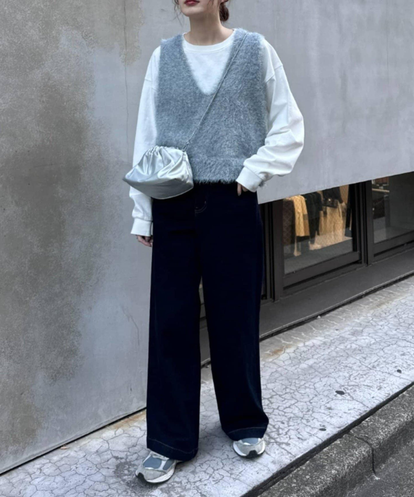 混合羽毛紗線短款背心