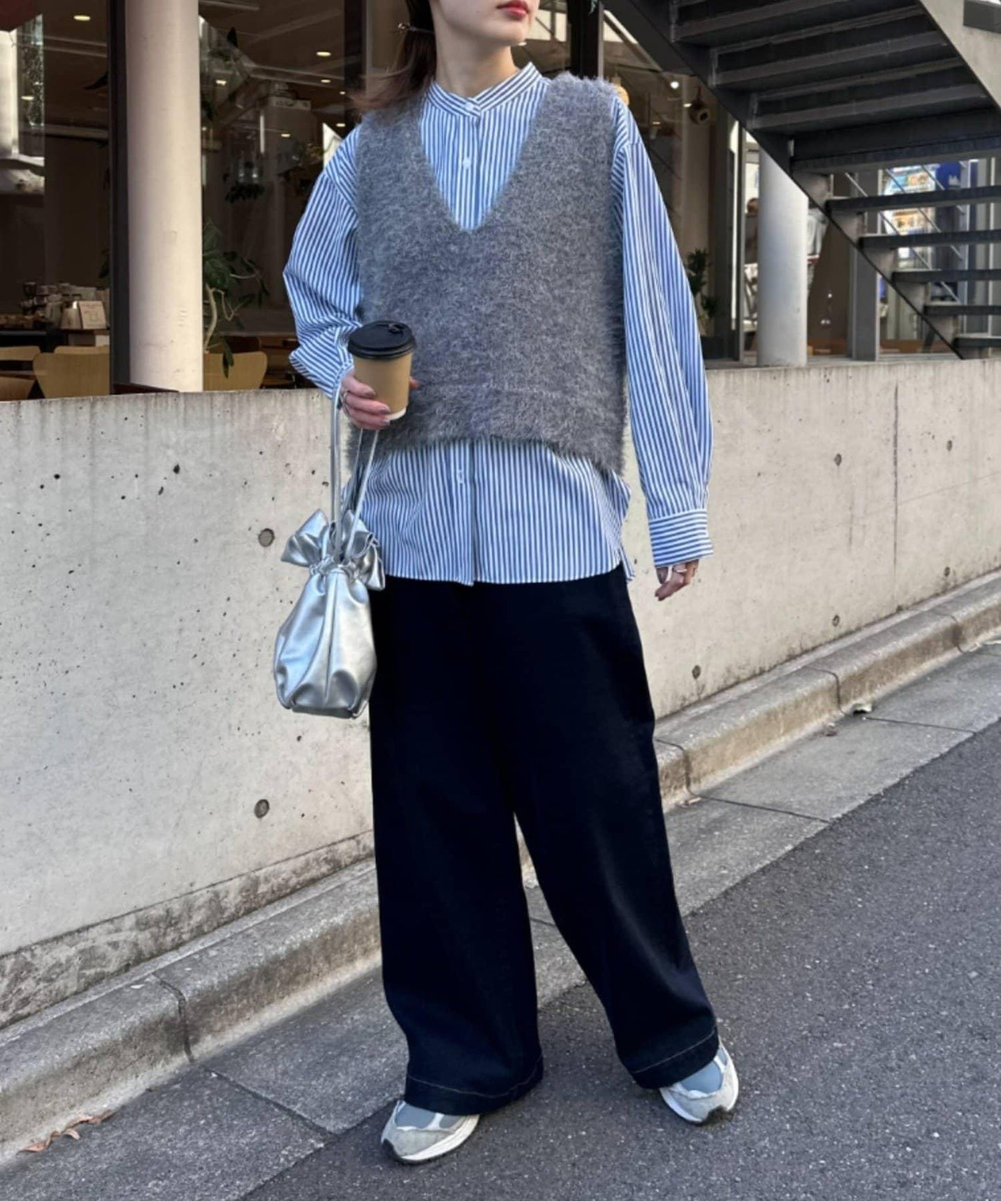 混合羽毛紗線短款背心