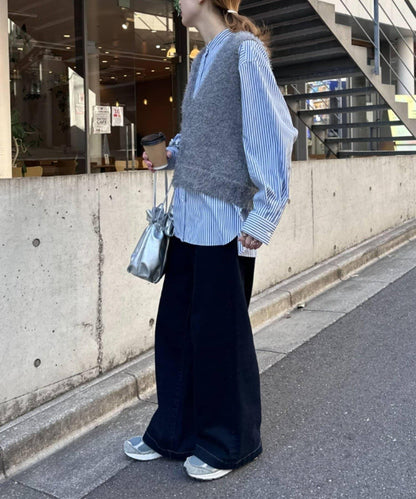 混合羽毛紗線短款背心