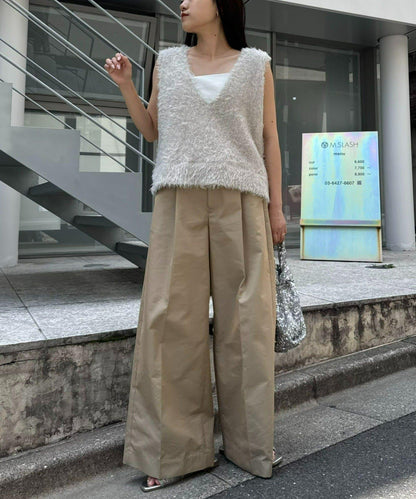 混合羽毛紗線短款背心