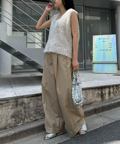 混合羽毛紗線短款背心