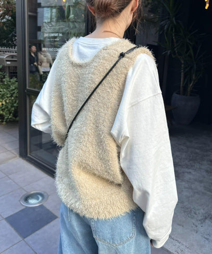 混合羽毛紗線短款背心