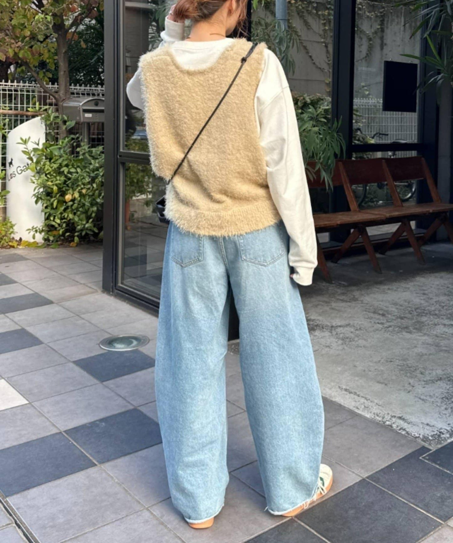 混合羽毛紗線短款背心