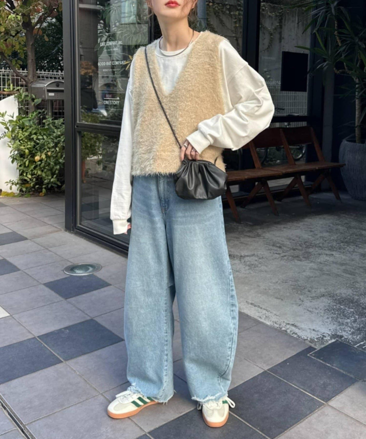 混合羽毛紗線短款背心