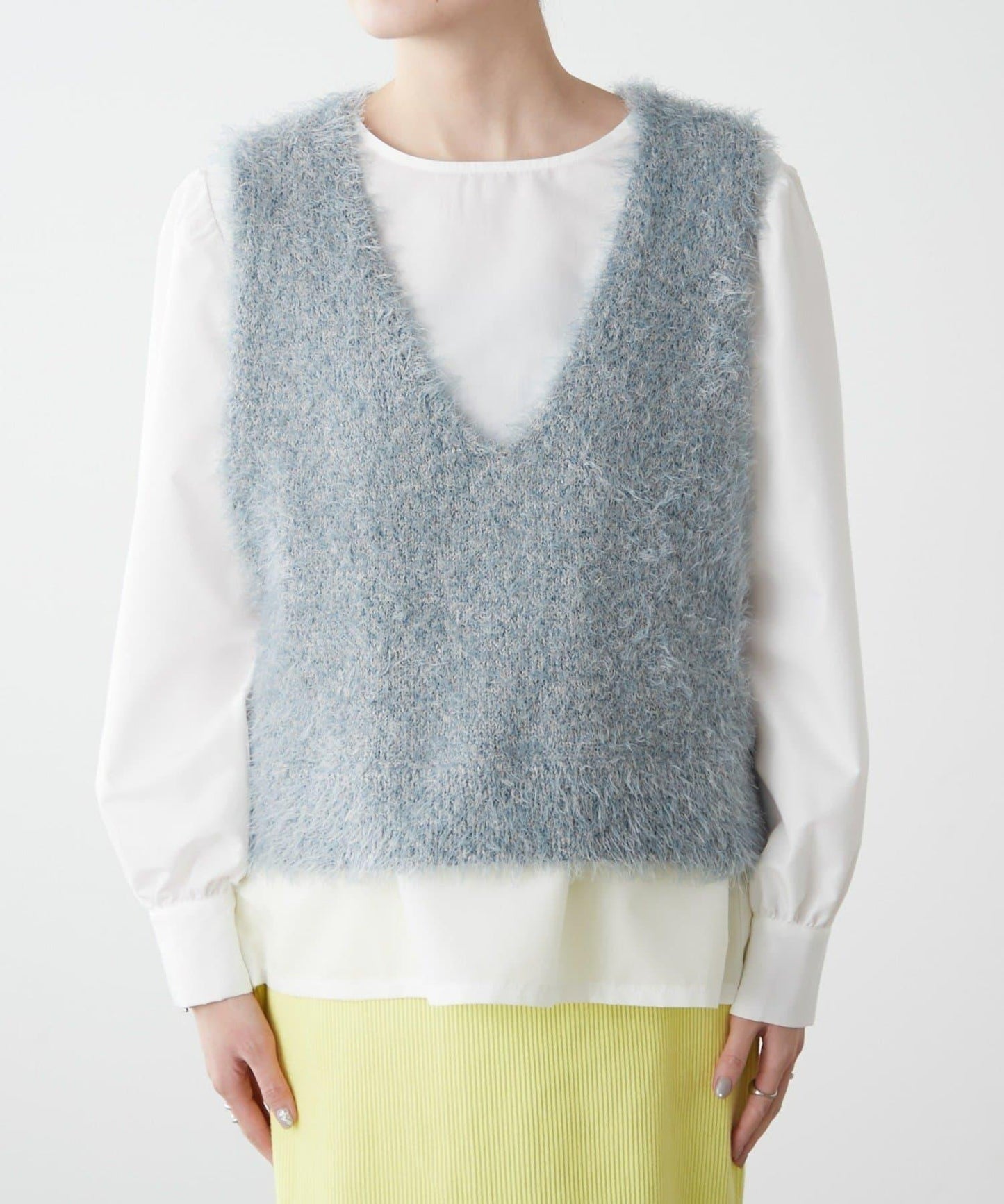 混合羽毛紗線短款背心