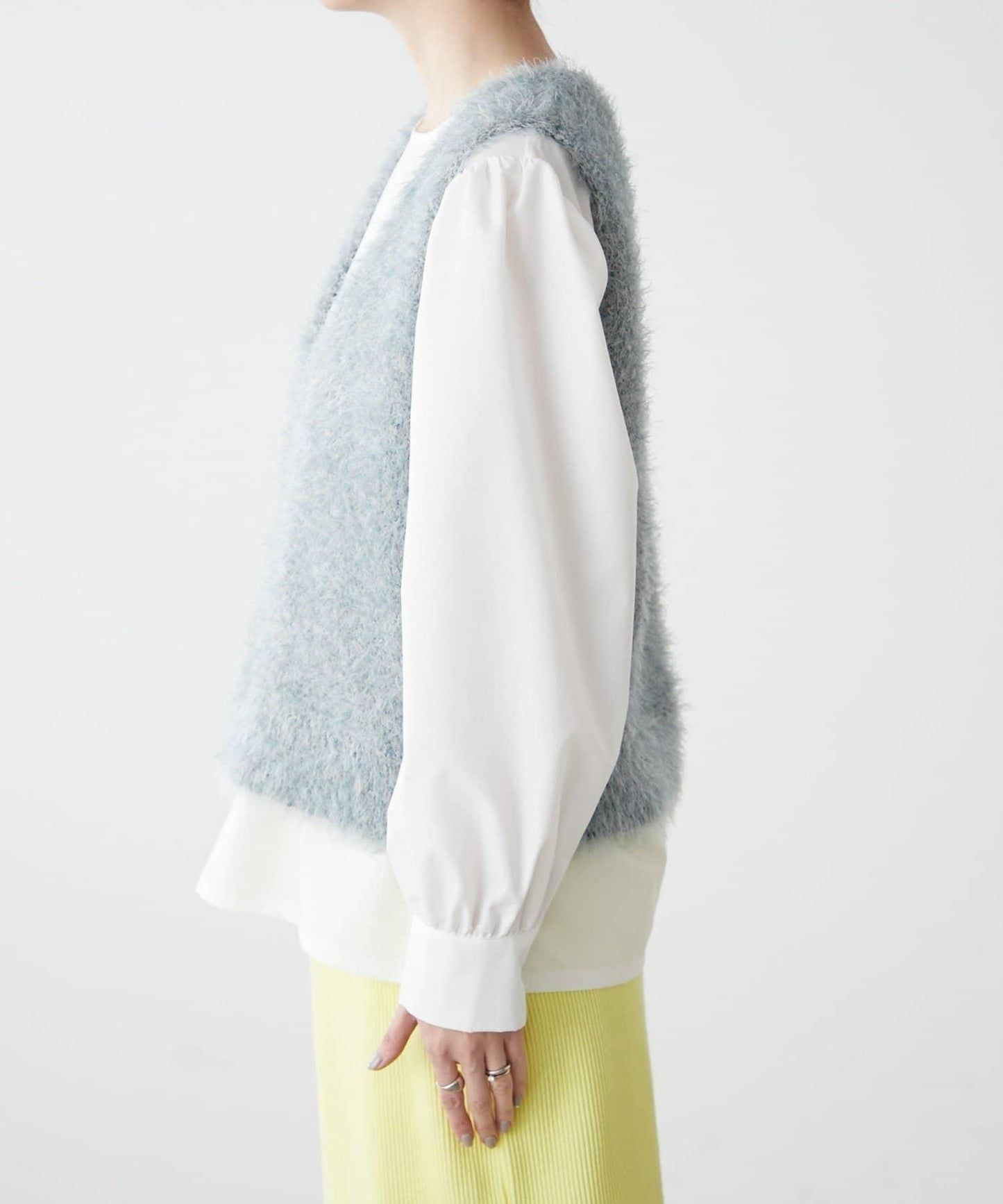 混合羽毛紗線短款背心