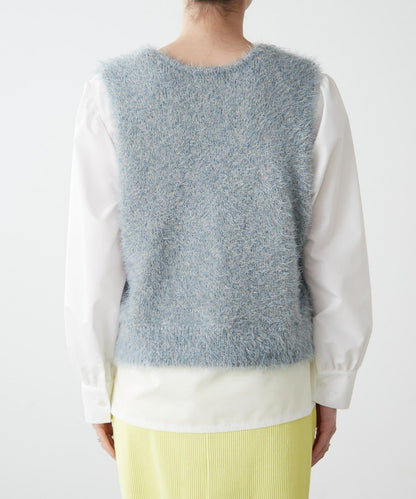 混合羽毛紗線短款背心