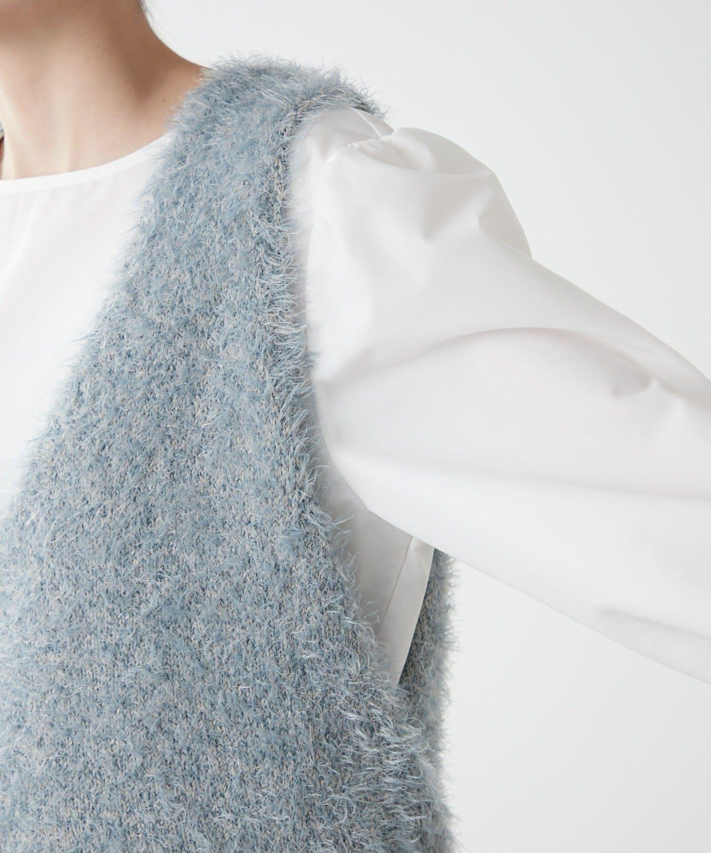 混合羽毛紗線短款背心