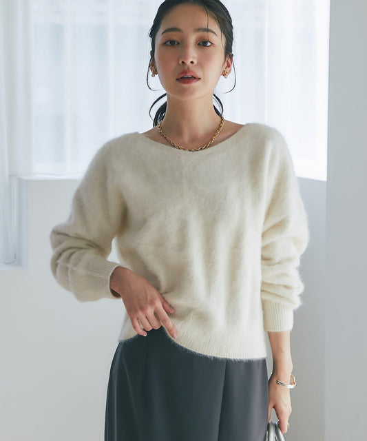 【最強美人感】羊毛羊絨混紡前後兩穿針織衫