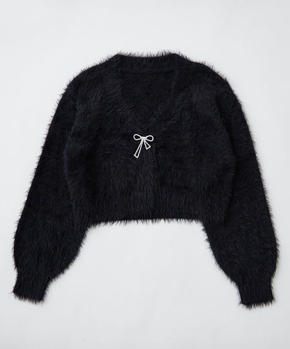 毛絨短款開衫