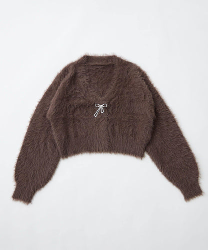 毛絨短款開衫