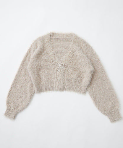 毛絨短款開衫