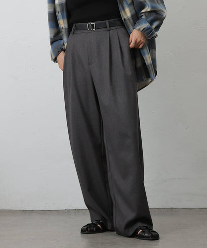 【AW/可搭配套裝】仿羊毛褶皺寬鬆長褲