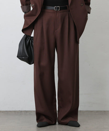 【AW/可搭配套裝】仿羊毛褶皺寬鬆長褲