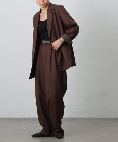 【AW/可搭配套裝】仿羊毛褶皺寬鬆長褲