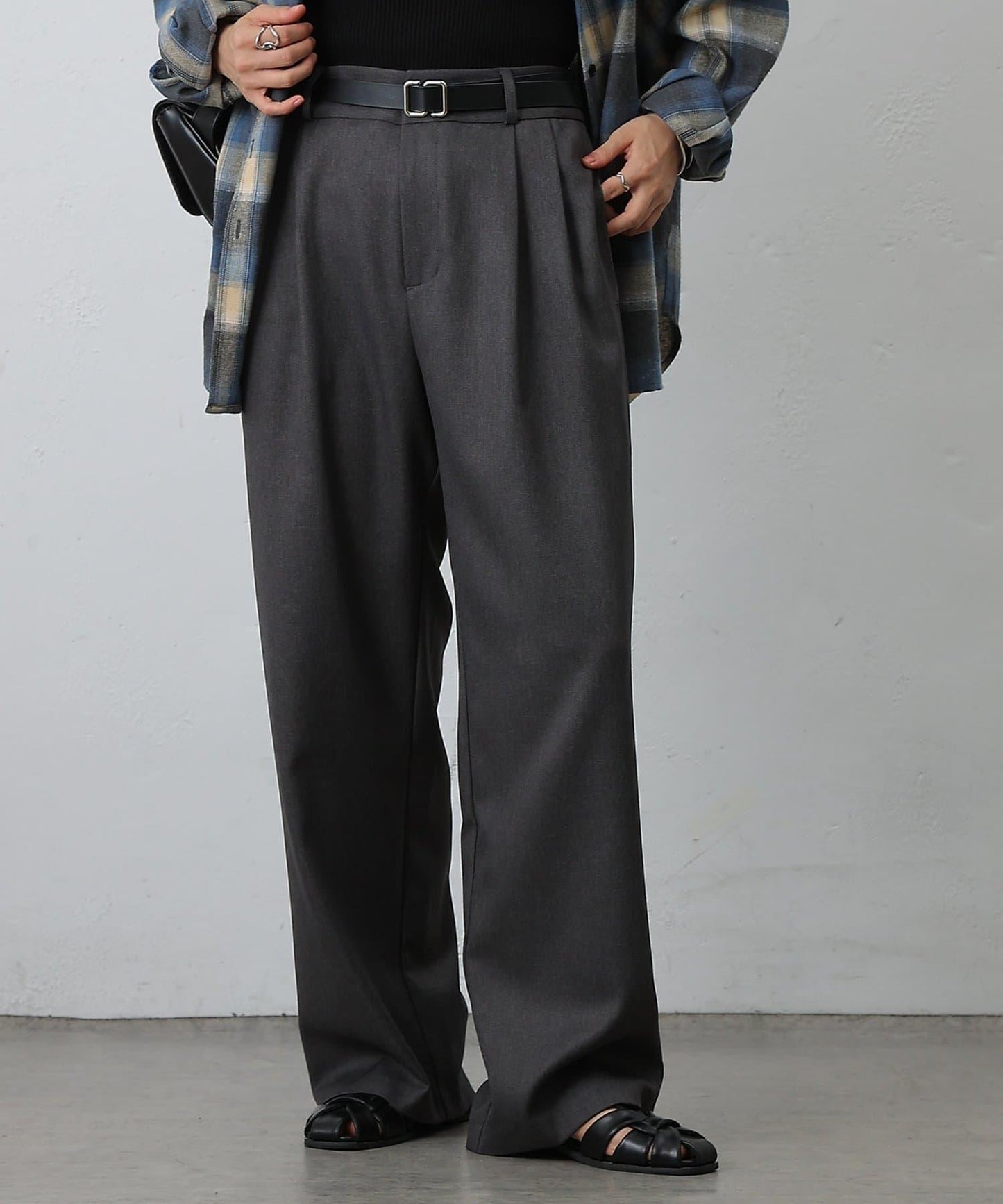 【AW/可搭配套裝】仿羊毛褶皺寬鬆長褲