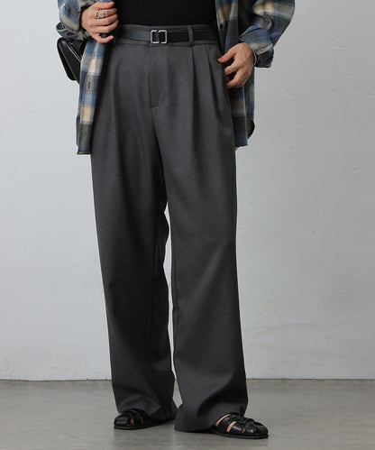 【AW/可搭配套裝】仿羊毛褶皺寬鬆長褲