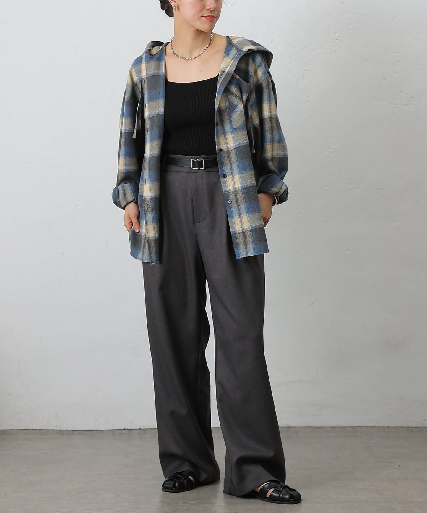 【AW/可搭配套裝】仿羊毛褶皺寬鬆長褲