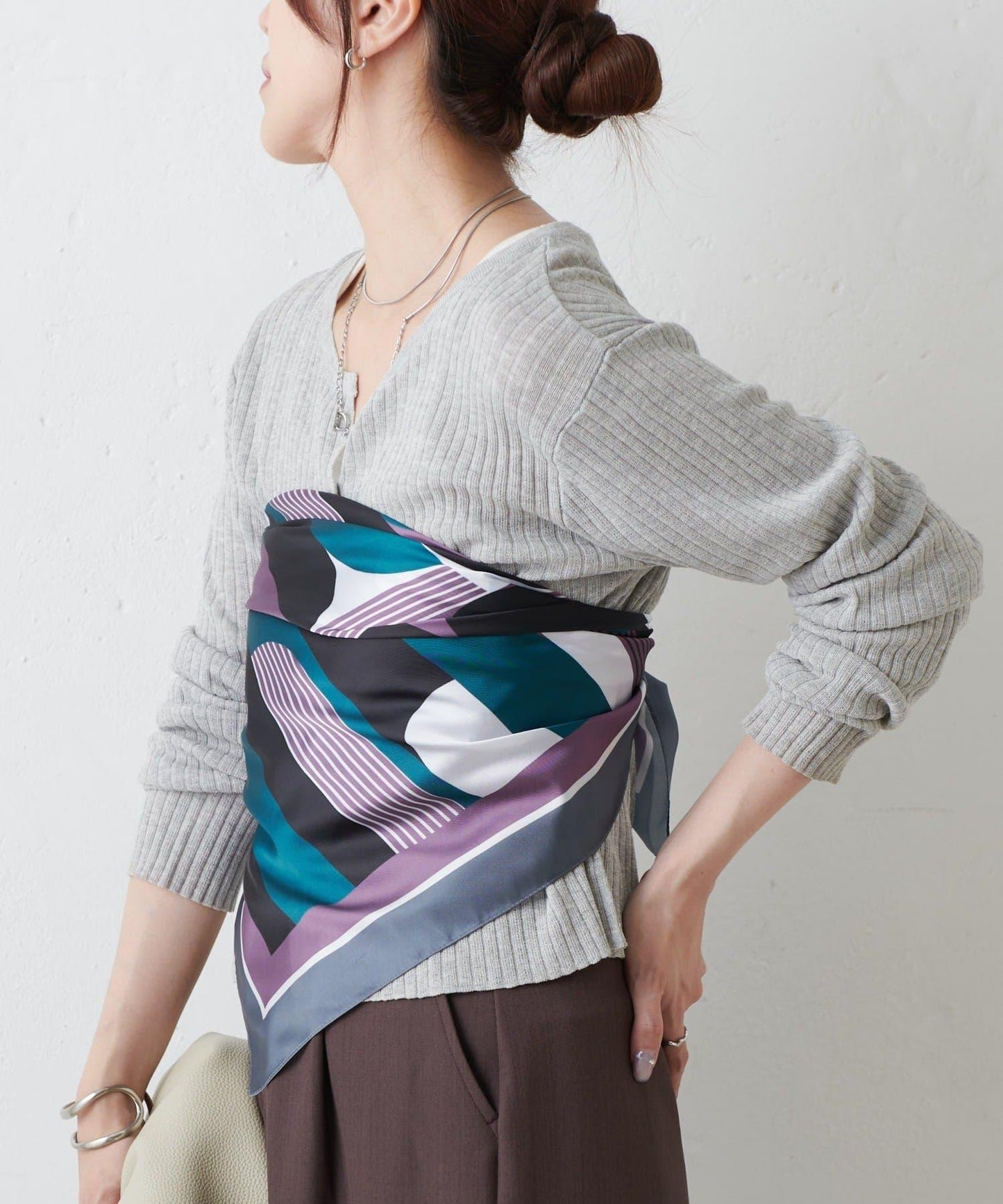 幾何圖案絲巾 70×70