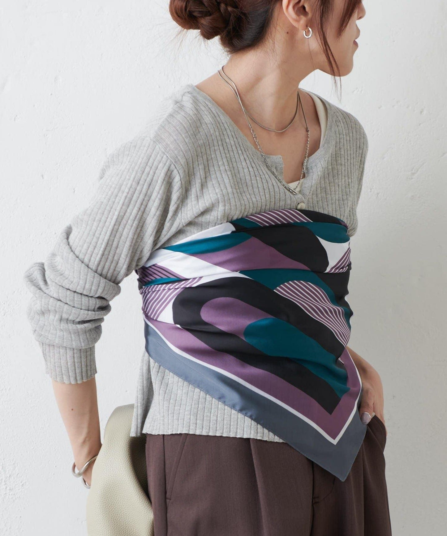 幾何圖案絲巾 70×70