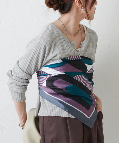 幾何圖案絲巾 70×70