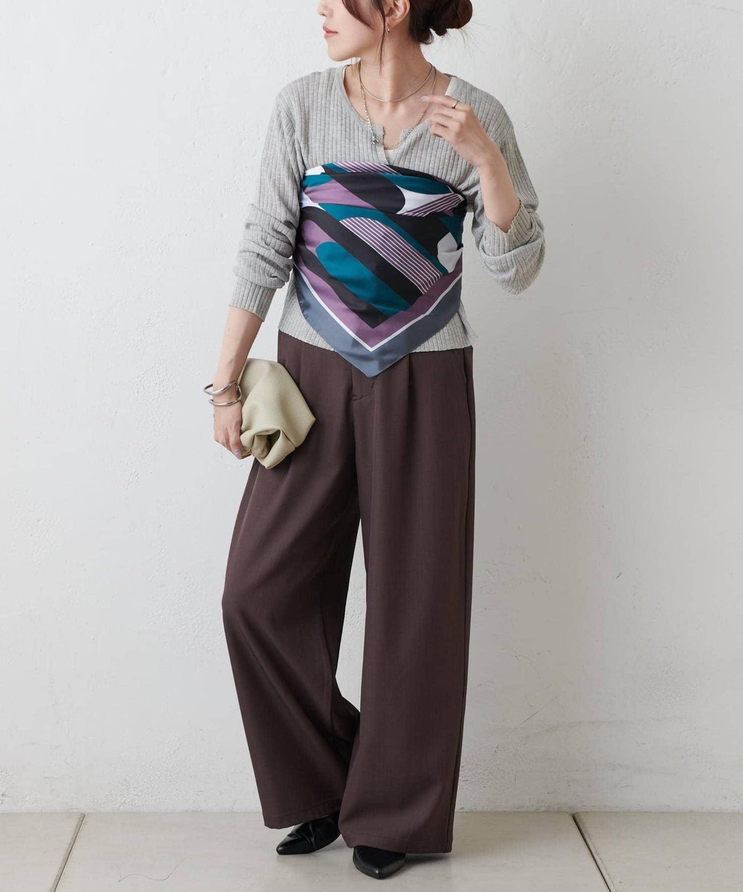 幾何圖案絲巾 70×70