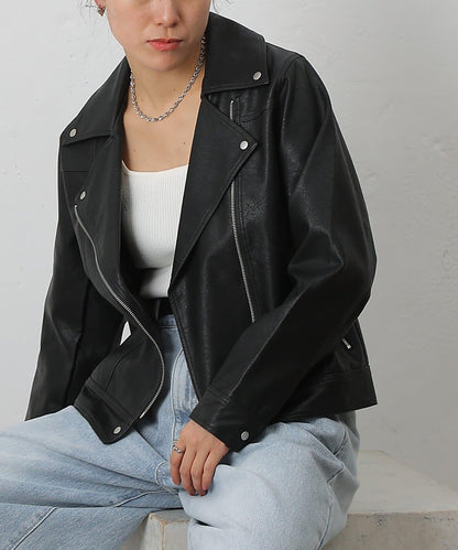 【AW】仿皮機車夾克