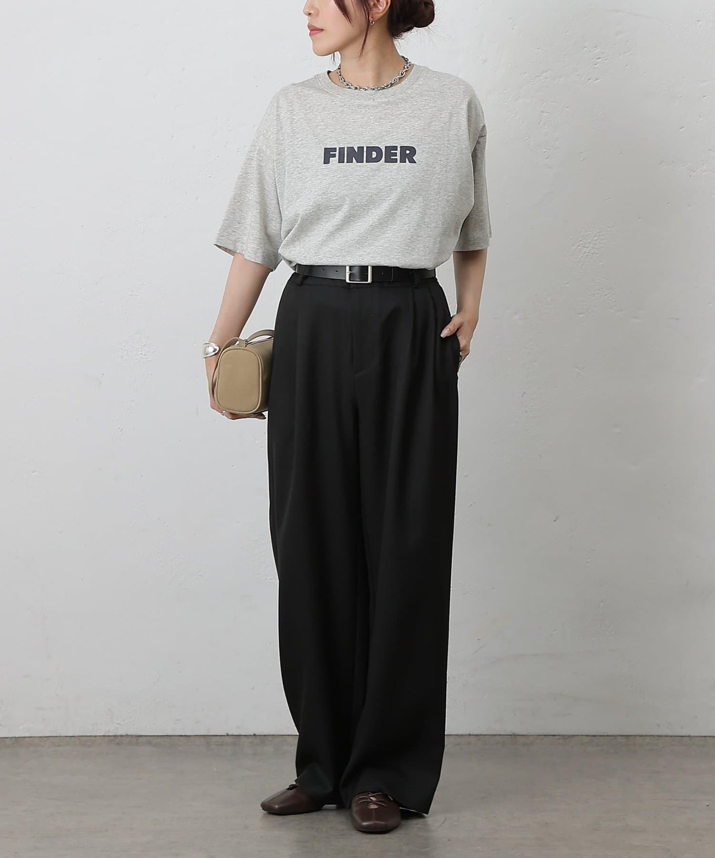 【AW/可搭配套裝】仿羊毛褶皺寬鬆長褲