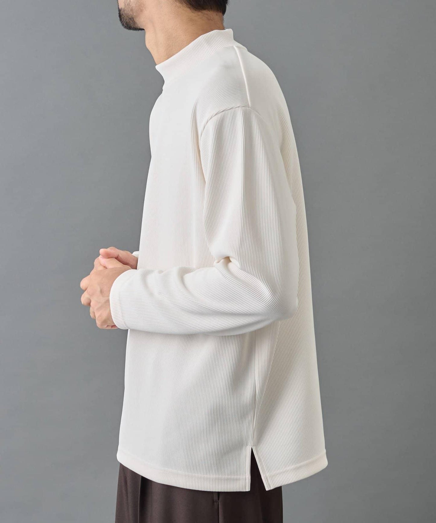 【AW】褶皺羅紋高領長袖T恤