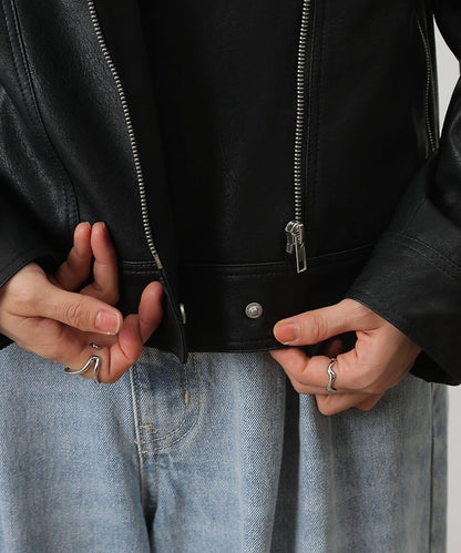 【AW】仿皮機車夾克