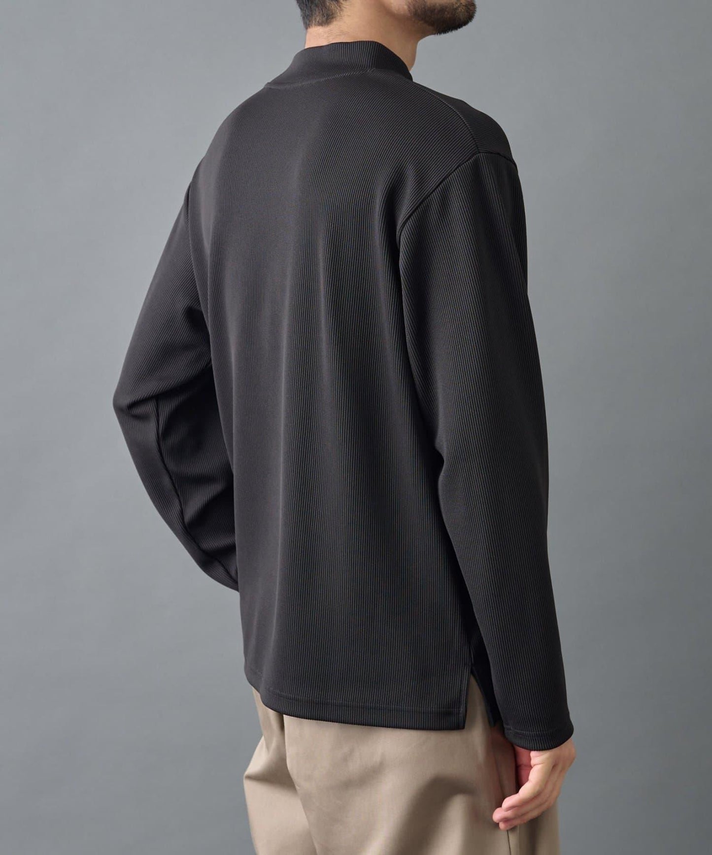 【AW】褶皺羅紋高領長袖T恤