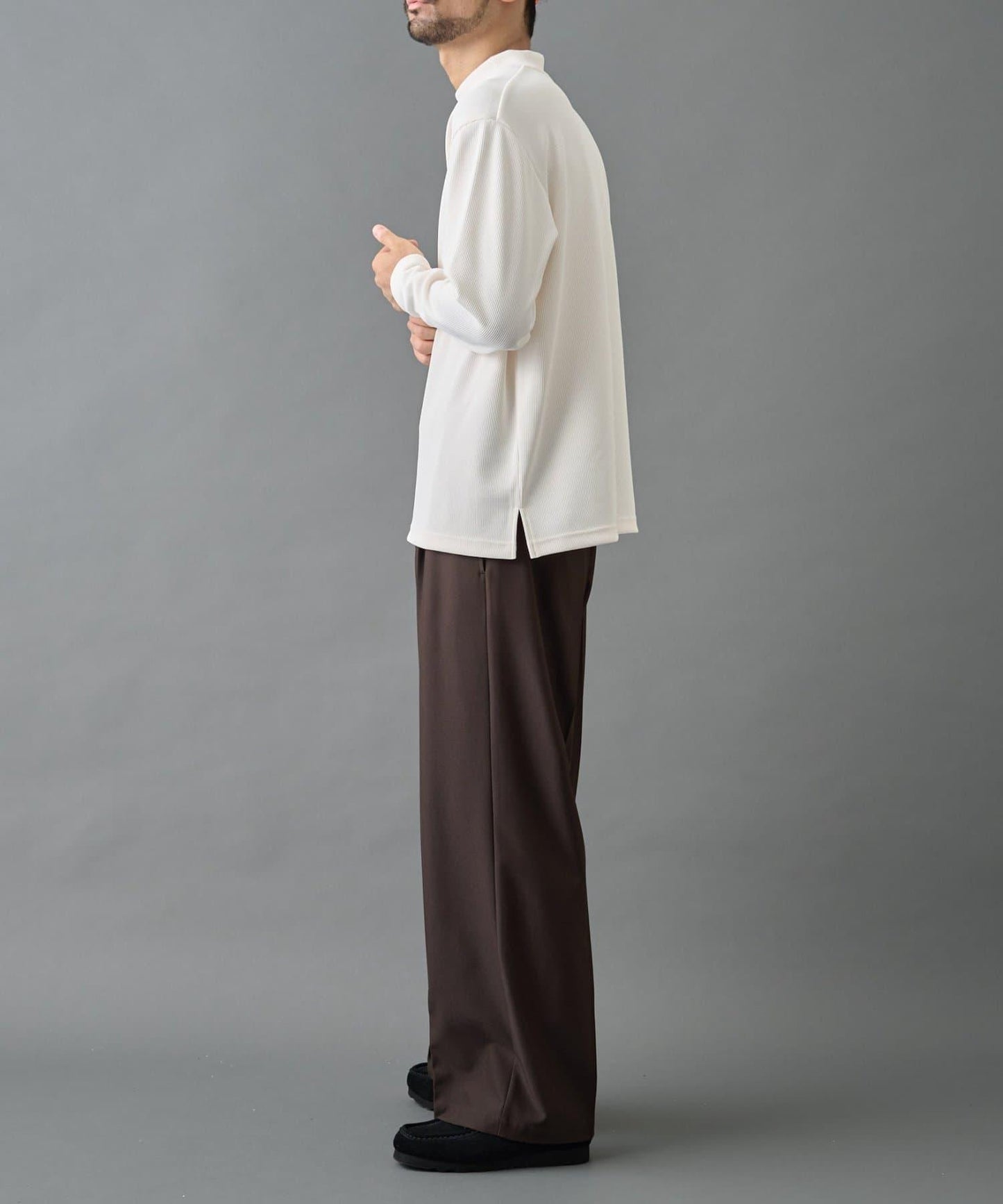 【AW】褶皺羅紋高領長袖T恤