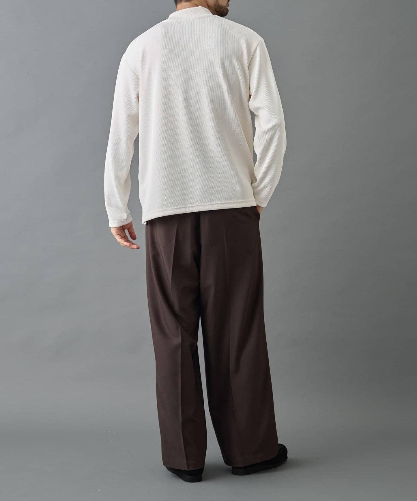 【AW】褶皺羅紋高領長袖T恤