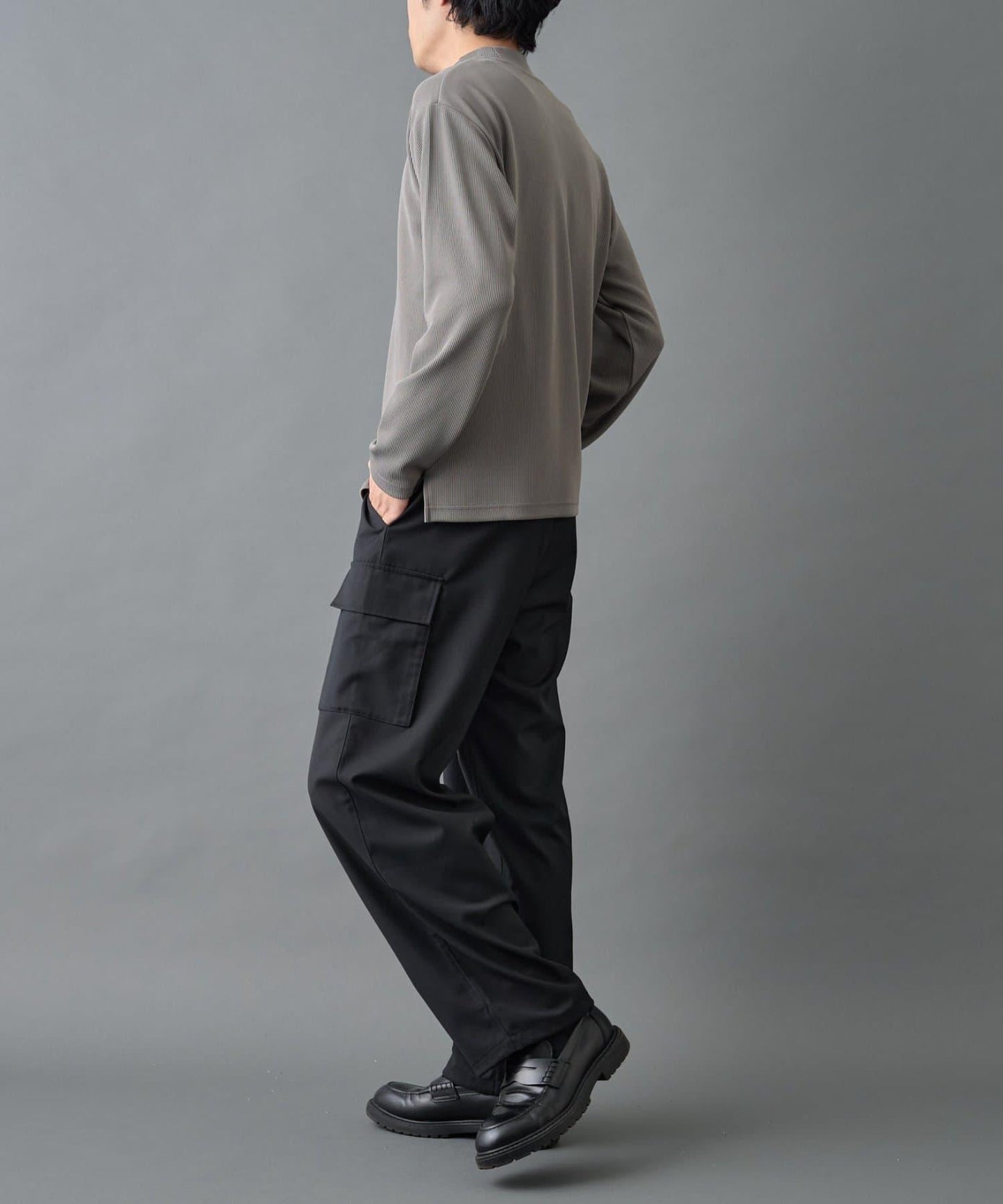 【AW】褶皺羅紋高領長袖T恤