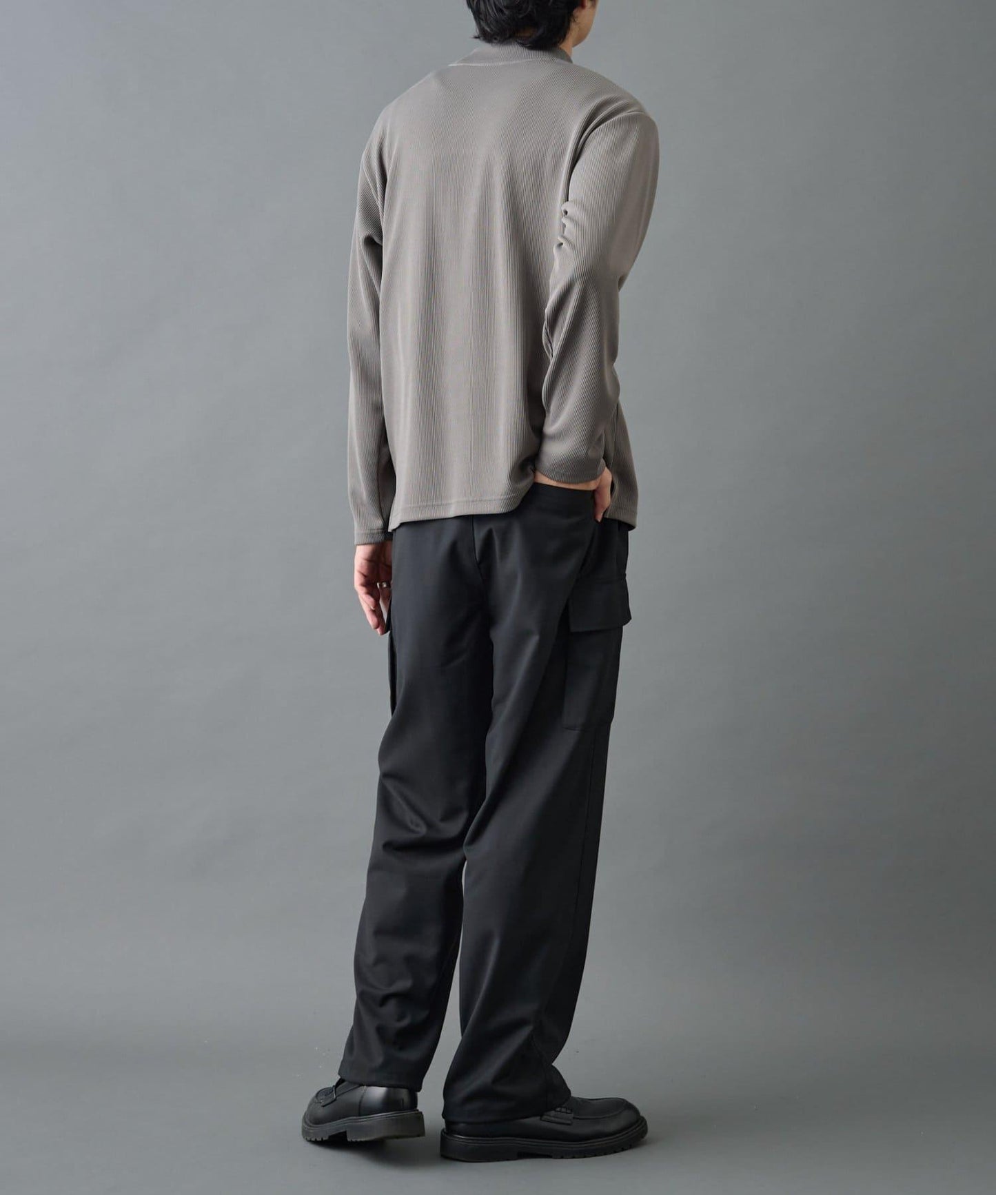 【AW】褶皺羅紋高領長袖T恤