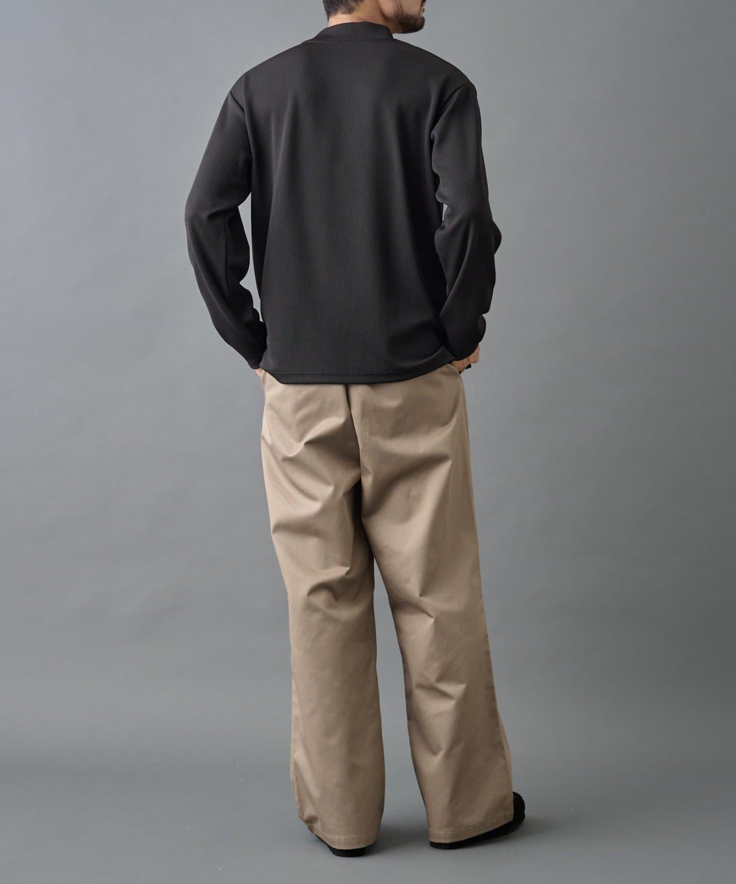 【AW】褶皺羅紋高領長袖T恤