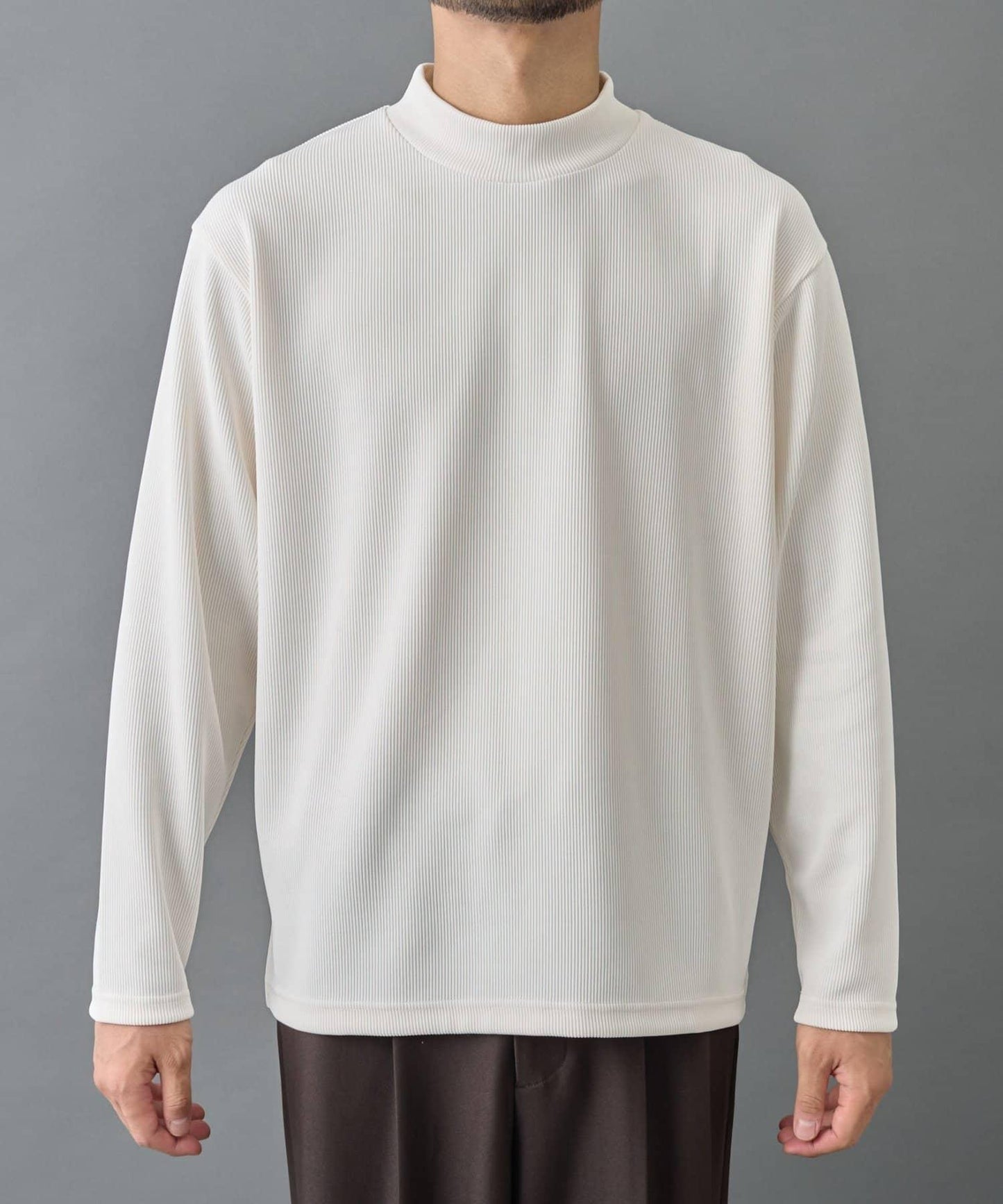 【AW】褶皺羅紋高領長袖T恤