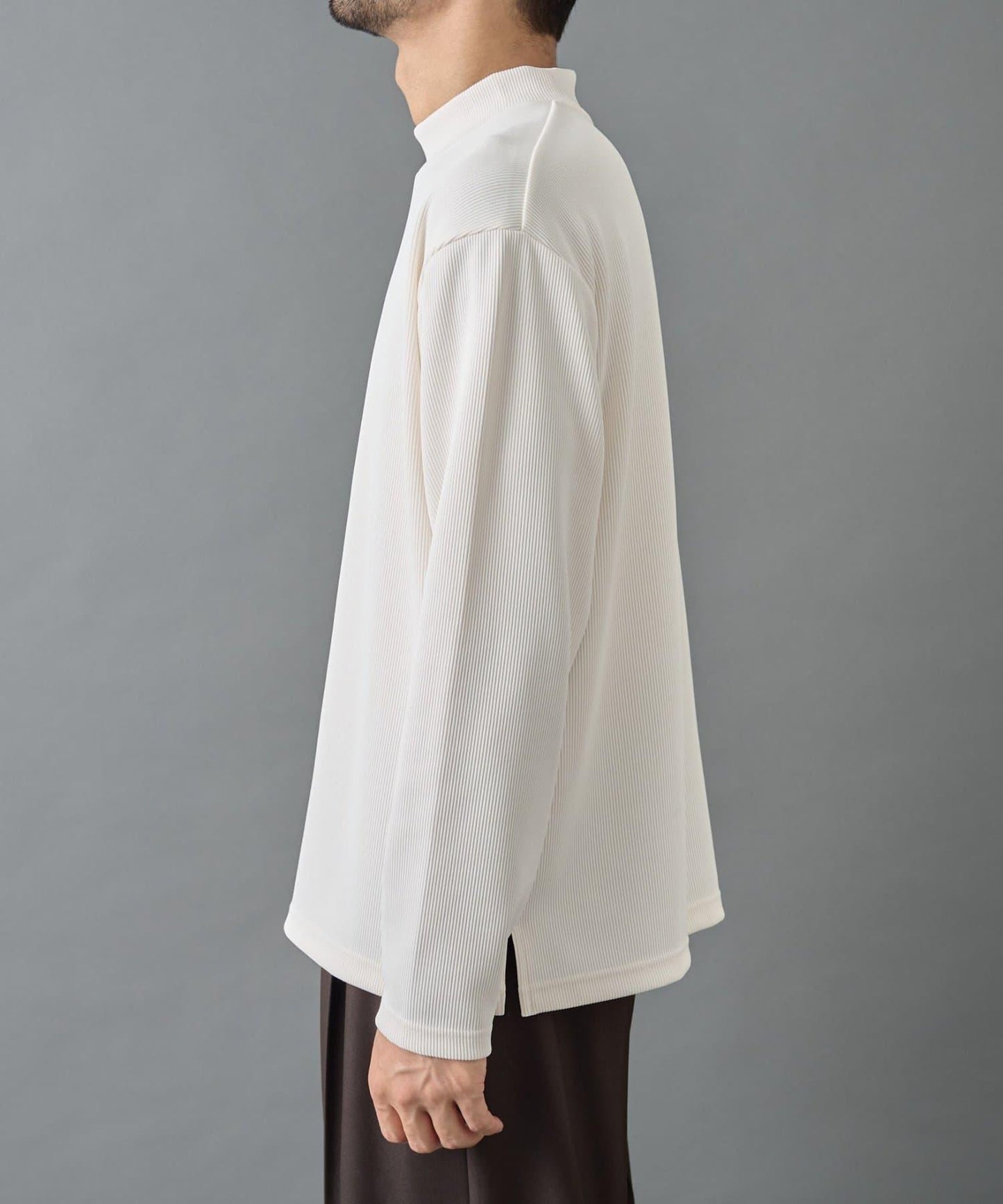 【AW】褶皺羅紋高領長袖T恤