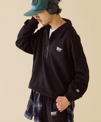 【DISCUS】男女同款加絨半拉鍊套頭衫