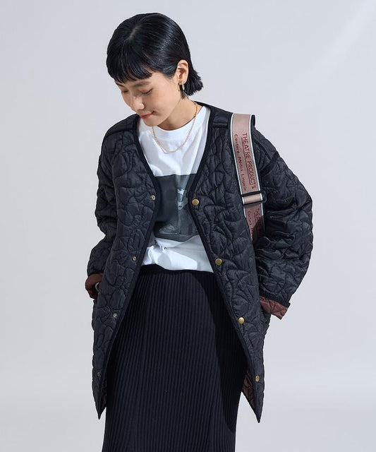 變形縫線內襯配色棉絎縫夾克/雙面穿絎縫夾克